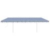 vidaXL Toldo retr&aacute;ctil autom&aacute;tico con postes azul y blanco 6x3 m