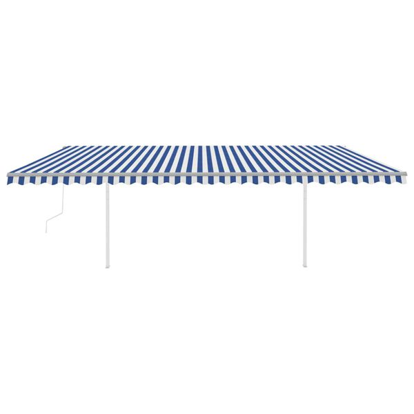 vidaXL Toldo retr&aacute;ctil autom&aacute;tico con postes azul y blanco 6x3 m