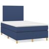 vidaXL Cama box spring con colch&oacute;n y luces LED tela azul 120x190 cm