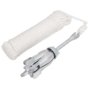 vidaXL Ancla plegable con cuerda hierro maleable plateado 2,5 kg