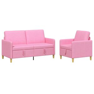 vidaXL Juego de Sof&aacute;s con Almacenamiento 2 uds. Rosa Poli&eacute;ster