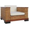 vidaXL Sill&oacute;n con cojines rat&aacute;n natural marr&oacute;n