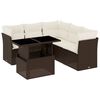vidaXL Set sof&aacute;s de jard&iacute;n 6 piezas y cojines rat&aacute;n sint&eacute;tico marr&oacute;n