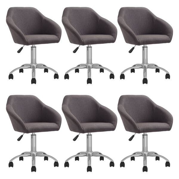 vidaXL Sillas de comedor giratorias 6 unidades tela color gris taupe