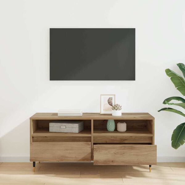 vidaXL Gabinete de TV con cajón Roble artesanal 100 x 34,5 x 44,5 cm