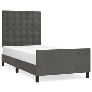 vidaXL Estructura de cama sin colch&oacute;n terciopelo gris oscuro 100x200cm