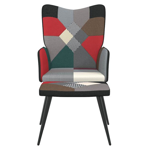 vidaXL Silla de relax con taburete tela patchwork