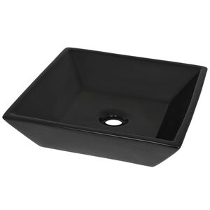 vidaXL Lavabo cuadrado de cer&aacute;mica negro 41,5x41,5x12 cm