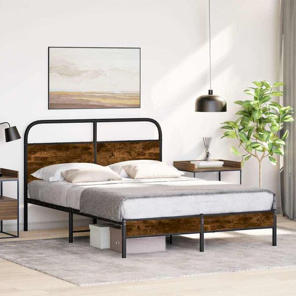 vidaXL Estructura de cama sin colchón 120x190 cm madera roble ahumado