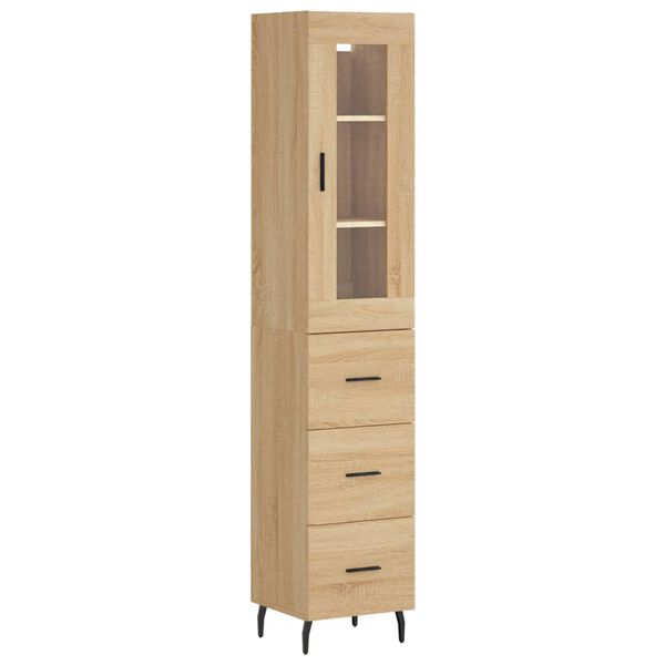 vidaXL Aparador de madera contrachapada roble Sonoma 34,5x34x180 cm