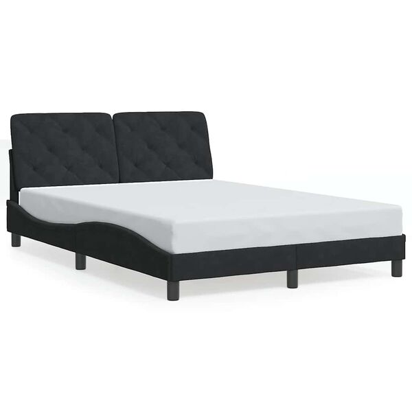 vidaXL Estructura de cama sin colch&oacute;n terciopelo negro 140x200 cm