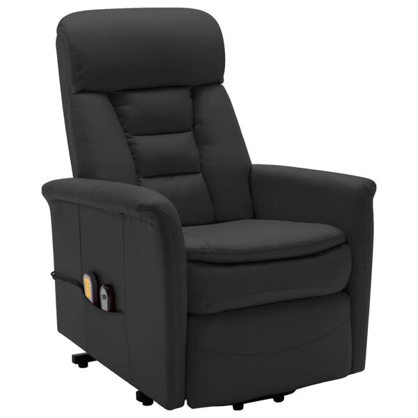 vidaXL Sill&oacute;n de masaje elevable cuero sint&eacute;tico negro