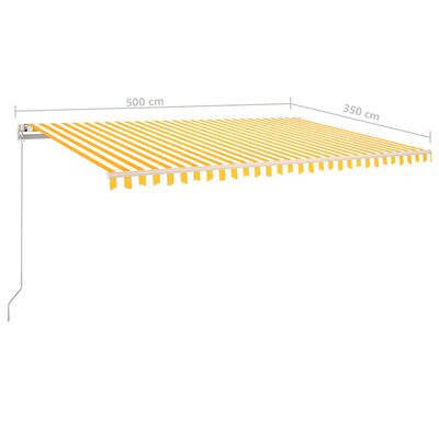vidaXL Toldo automático LED sensor de viento amarillo y blanco 5x3,5 m
