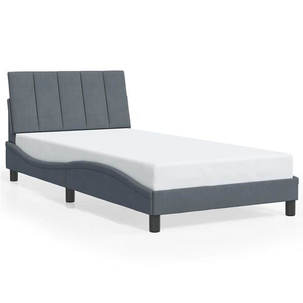 vidaXL Estructura de cama sin colch&oacute;n Hanko terciopelo gris oscuro 100x200cm
