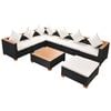 vidaXL Set muebles de jard&iacute;n 8 piezas y cojines rat&aacute;n sint&eacute;tico negro