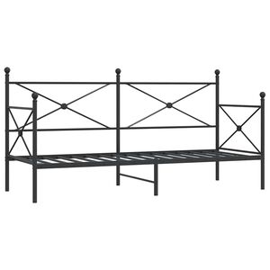 vidaXL Sof&aacute; cama sin colch&oacute;n terciopelo negro 90x200 cm acero