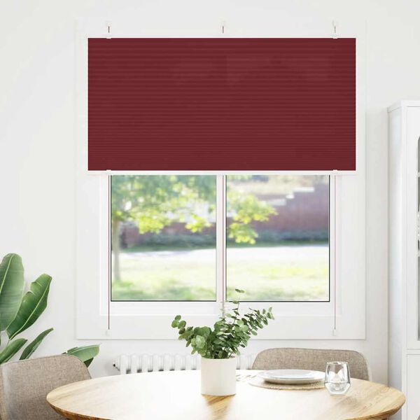 vidaXL Estor Plisado rojo burdeos 120x150 cm Tela Ancho 119,4 cm