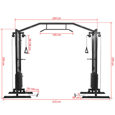vidaXL Máquina de poleas y cables de gimnasio 315 cm negro