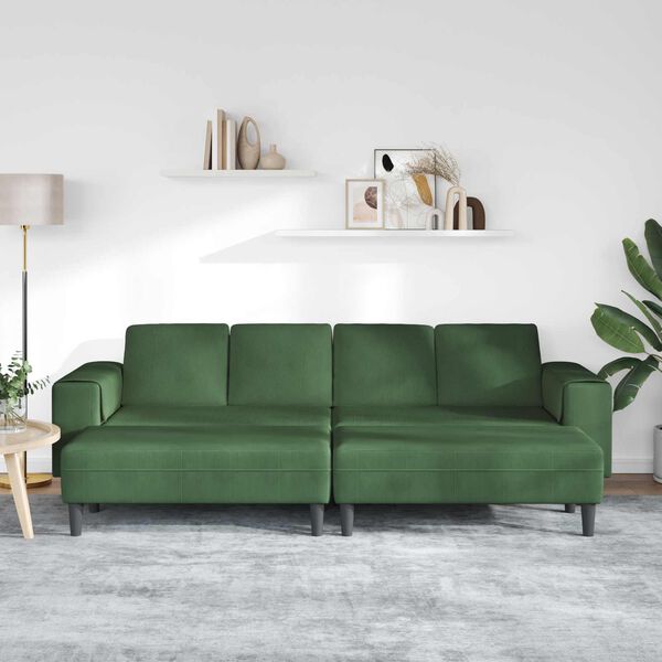 vidaXL Sof&aacute; con coj&iacute;n Verde oscuro 250 x 188 x 76 cm Tela de Pana