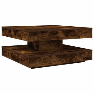 vidaXL Mesa de centro giratoria 360 grados roble ahumado 70x70x34,5 cm