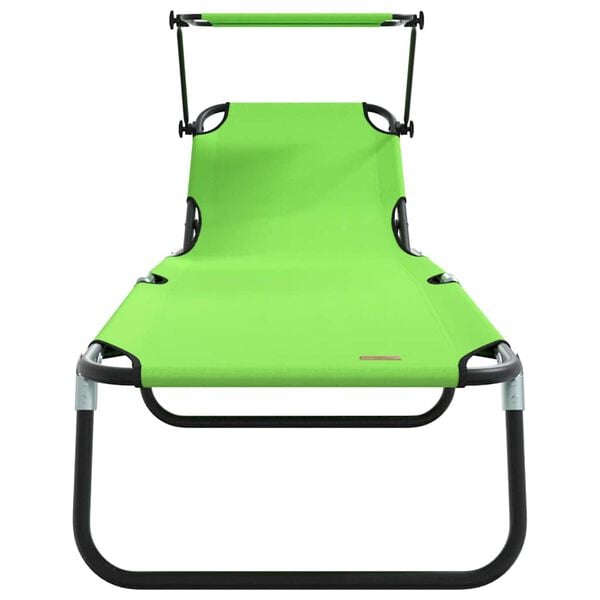 vidaXL Tumbona plegable con cojín 1-persona Verde 56 x 190 x 81cm tela