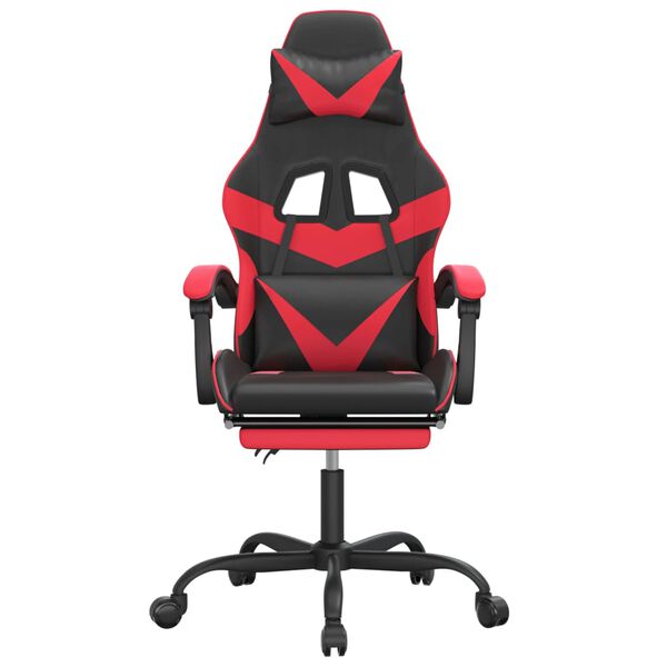 vidaXL Silla gaming con reposapiés cuero sintético negro rojo