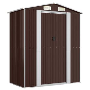 vidaXL Cobertizo jard&iacute;n acero galvanizado marr&oacute;n oscuro 192x108x223 cm