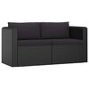 vidaXL Set muebles de jard&iacute;n 7 piezas y cojines rat&aacute;n sint&eacute;tico negro