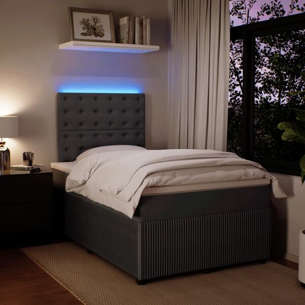 vidaXL Cama box spring con colch&oacute;n terciopelo gris oscuro 120x190 cm
