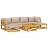 vidaXL Set muebles de jard&iacute;n 7 pzas madera maciza y cojines gris taup&eacute;