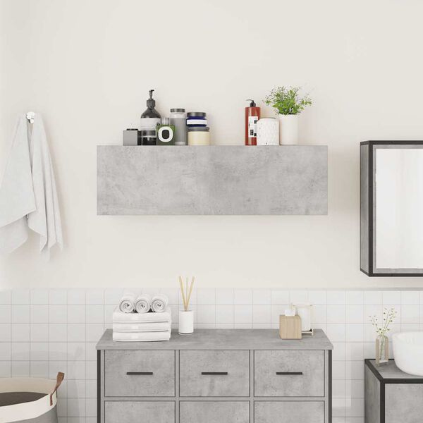 vidaXL Mueble pared ba&ntilde;o madera ingenier&iacute;a gris hormig&oacute;n 100x25x30cm