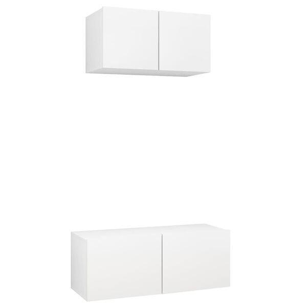 vidaXL Set de muebles de sal&oacute;n TV 2 piezas madera de ingenier&iacute;a blanco