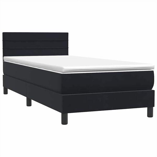 vidaXL Cama box spring con colch&oacute;n cuero sint&eacute;tico negro 90x210 cm
