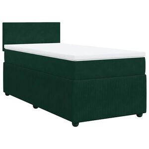 vidaXL Cama box spring con colch&oacute;n terciopelo verde oscuro 80x200 cm