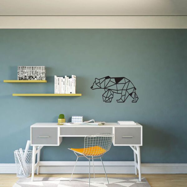 Homemania Adorno de pared Bear acero negro 55x30 cm