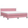 vidaXL Cama box spring con colch&oacute;n y LED terciopelo rosa 180x210 cm