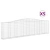 vidaXL Cestas de gaviones 5 uds forma de arco hierro 400x30x100/120 cm