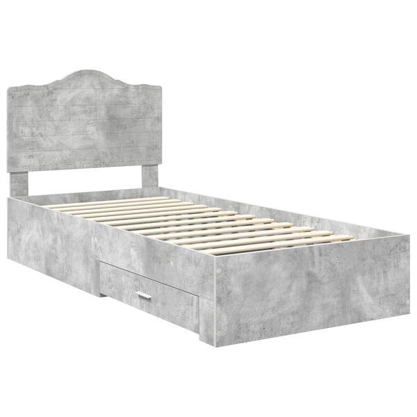vidaXL Estructura de cama con cabecera Gris Concreto 90 x 190 cm