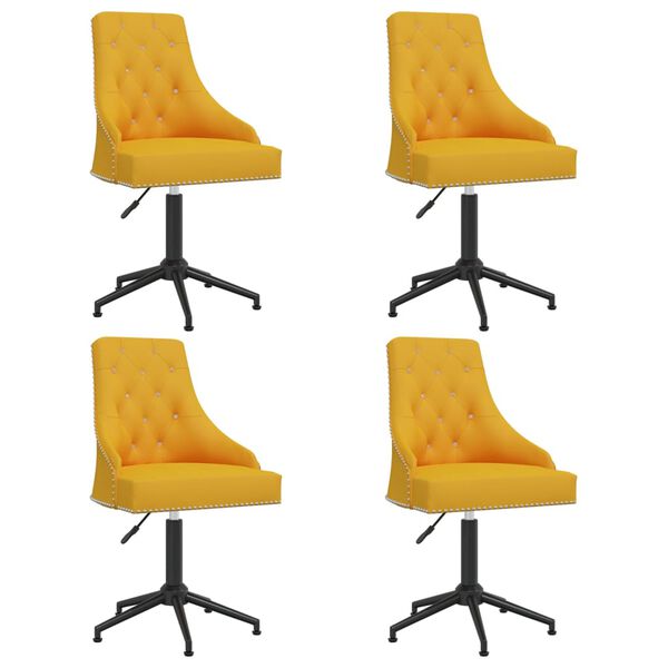 vidaXL Sillas de comedor giratorias 4 unidades terciopelo amarillo
