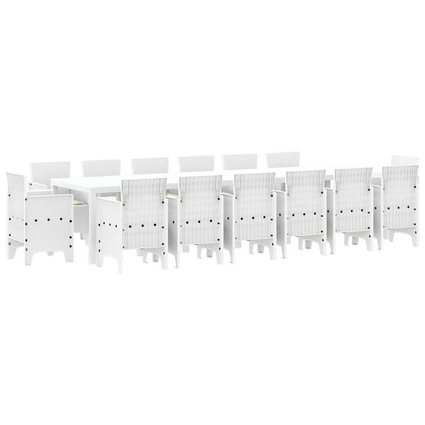 vidaXL Conjunto de Comedor de Jardín 15 pcs Blanco Ratan Polt