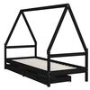 vidaXL Estructura cama infantil y cajones madera pino negro 90x190 cm