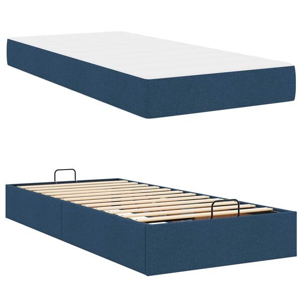 vidaXL Estructura de cama con colchón Azul 80 x 200 cm tela