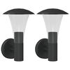 vidaXL Apliques de exterior 2 unidades acero inoxidable negro