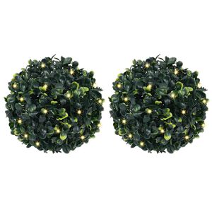 vidaXL Bolas de boj artificial con luces LED 2 unidades 22 cm