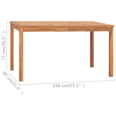vidaXL Mesa de comedor de jardín madera maciza de teca 140x80x77 cm