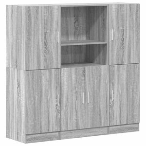 vidaXL Set de muebles de cocina 3 pzas madera ingenier&iacute;a gris sonoma