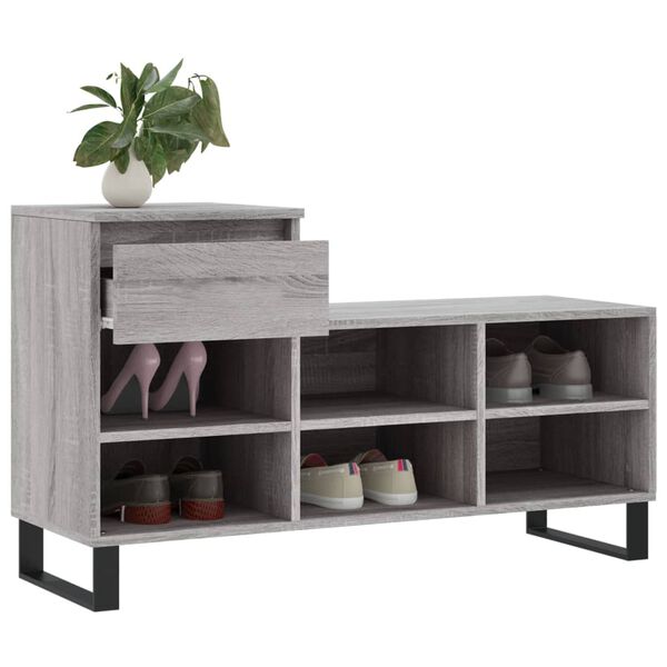 vidaXL Mueble zapatero madera contrachapada gris Sonoma 102x36x60 cm
