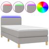 vidaXL Cama box spring colch&oacute;n y luces LED tela gris claro 90x190 cm