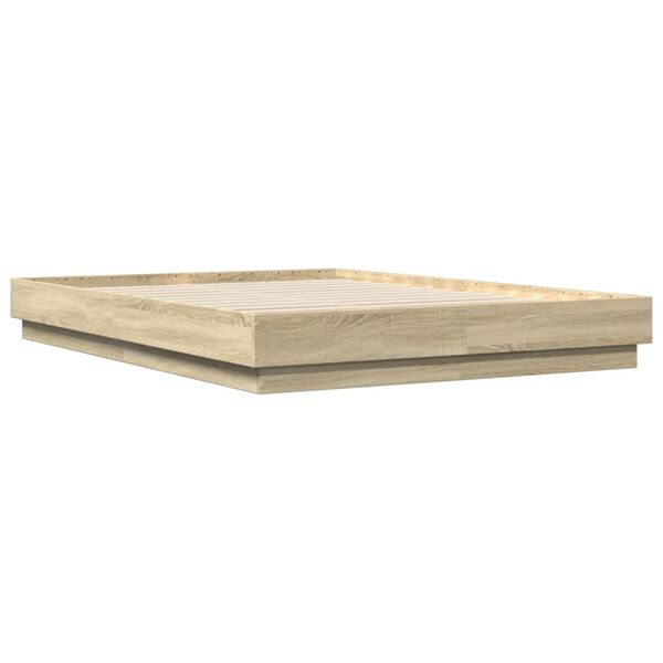 vidaXL Estructura de cama con luces LED roble Sonoma 160x200 cm