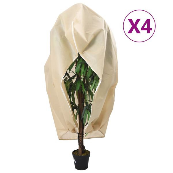 vidaXL Cubiertas para plantas con cremallera 4 uds 70 g/m&sup2; 1x1,55 m